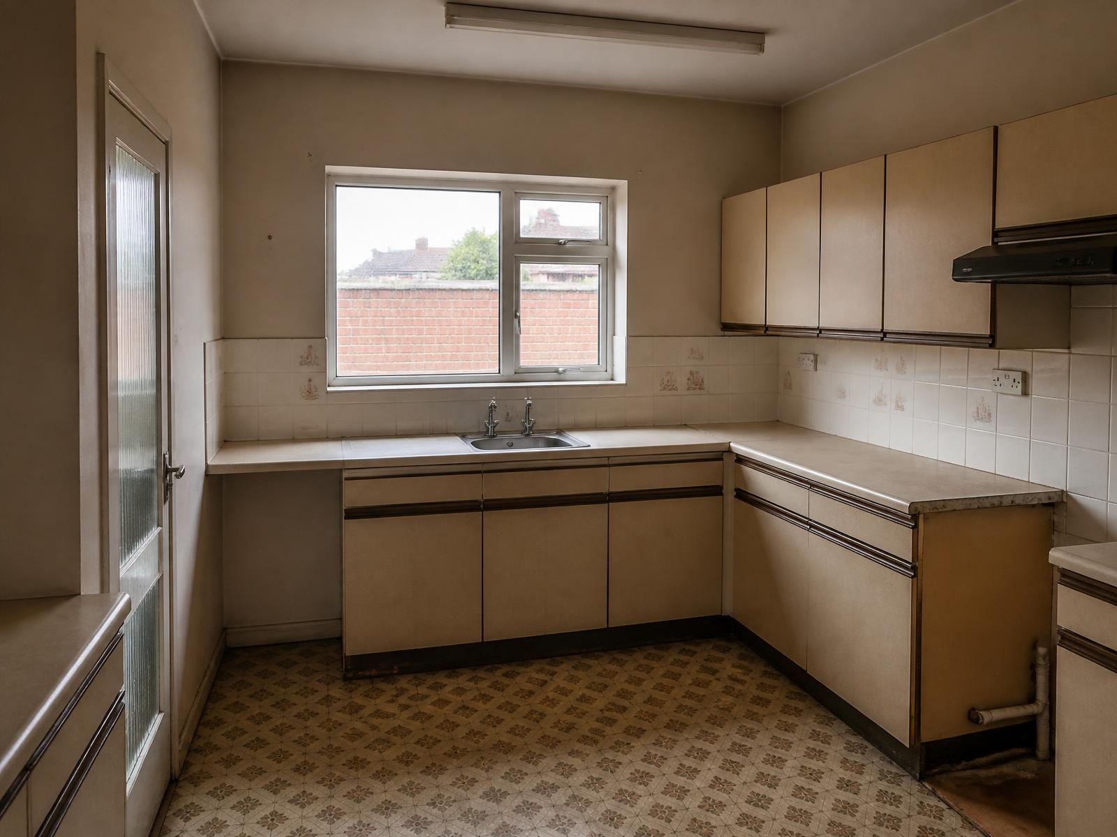 Kitchen knock-through & island — before